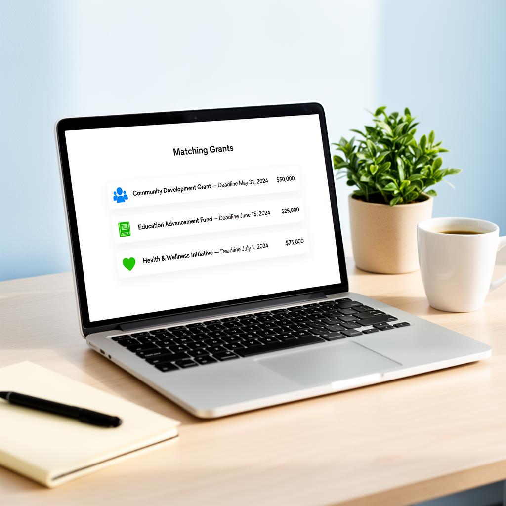 Small business owner reviewing grant funding documents on a laptop